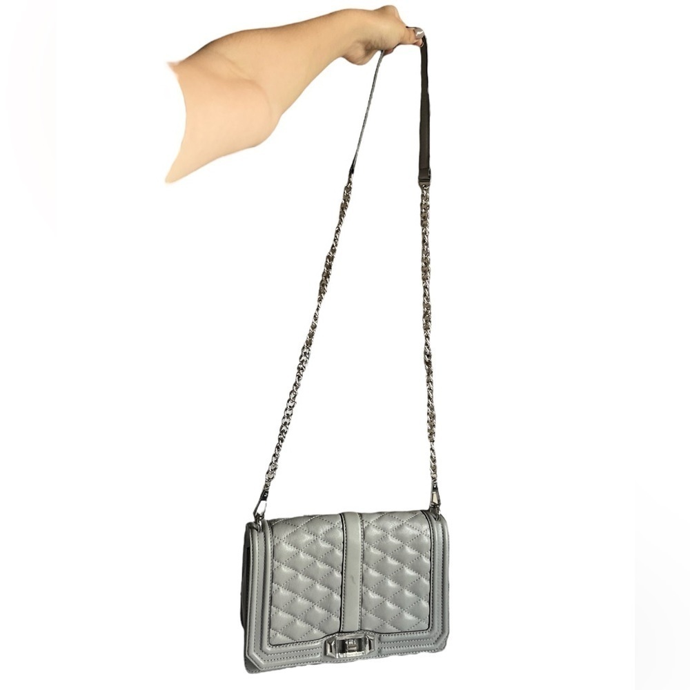 Rebecca Minkoff Quilted Love Crossbody Color Gray - Picture 6 of 7